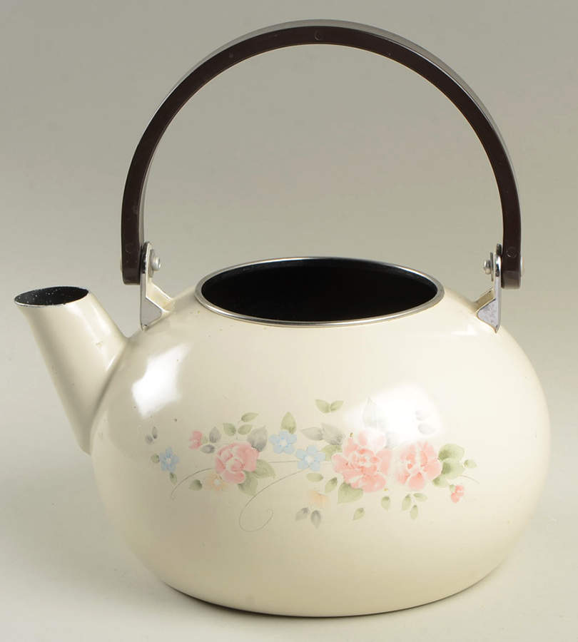 Tea Rose Metal Kettle No Lid by Pfaltzgraff-1