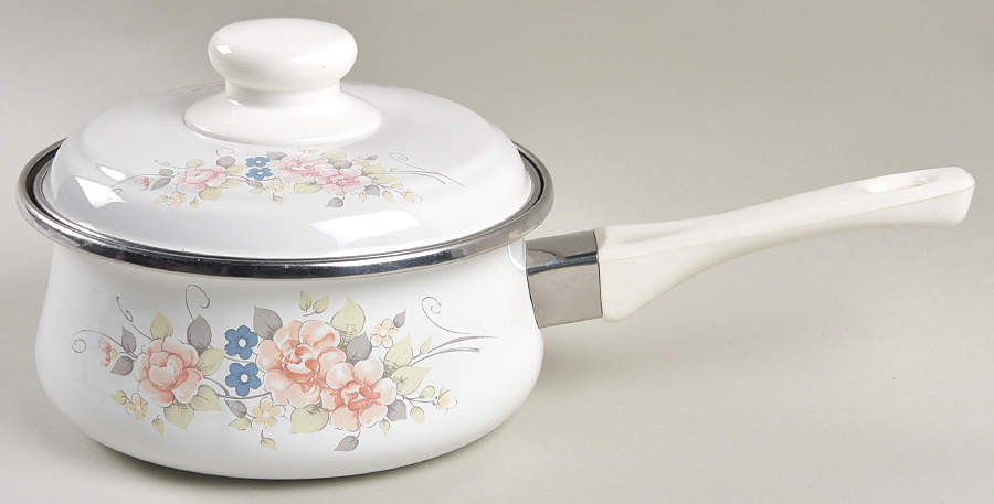 Tea Rose 1 Qt Metal Saucepan by Pfaltzgraff-1