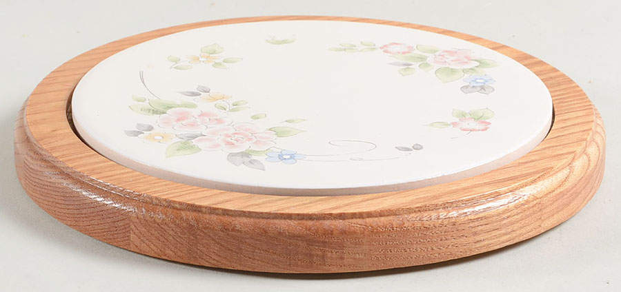 Tea Rose Wood Frame Trivet by Pfaltzgraff-1