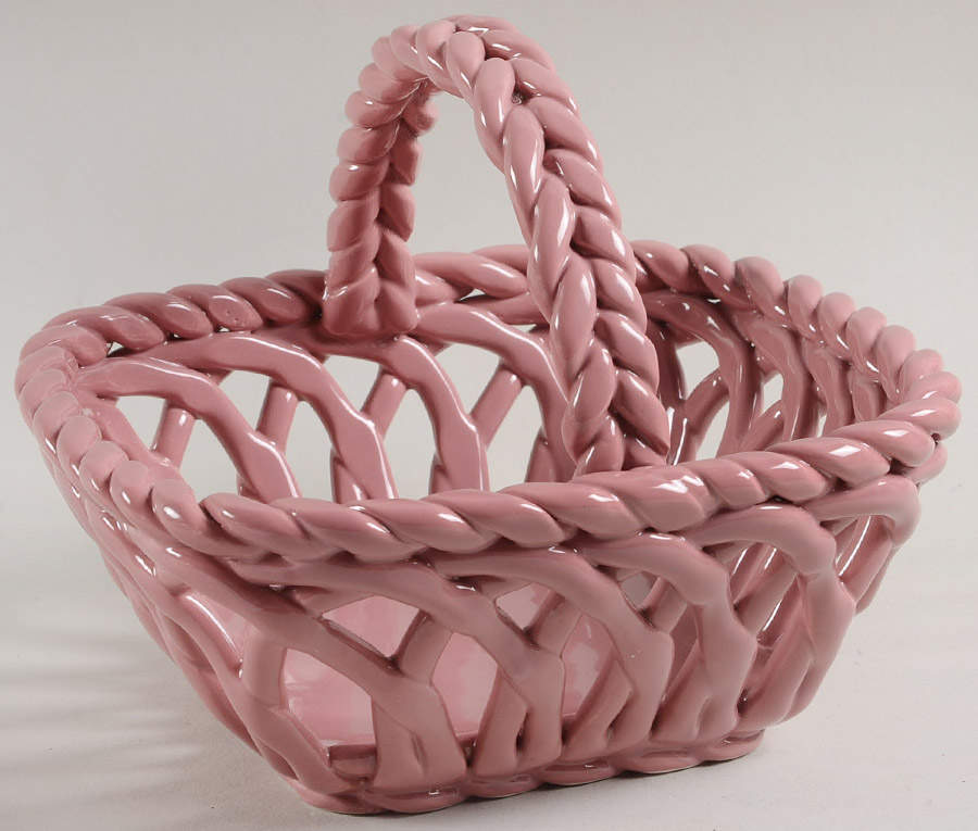 Tea Rose 7" Handled Open Weave Basket by Pfaltzgraff-1