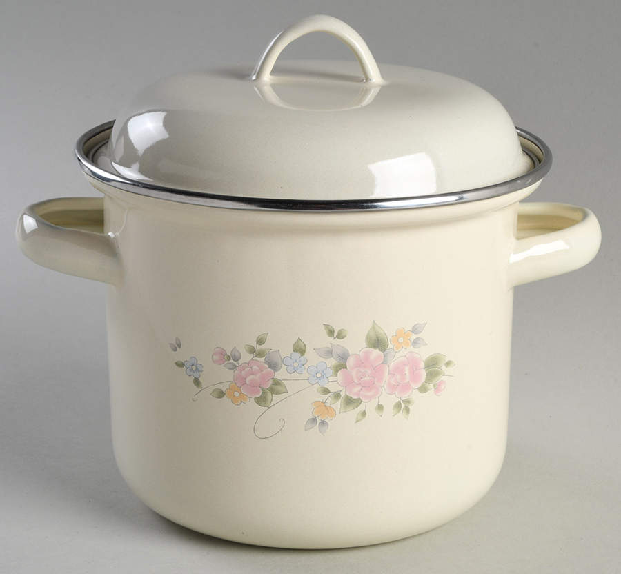 Tea Rose 2 Qt Metal Stockpot by Pfaltzgraff-1