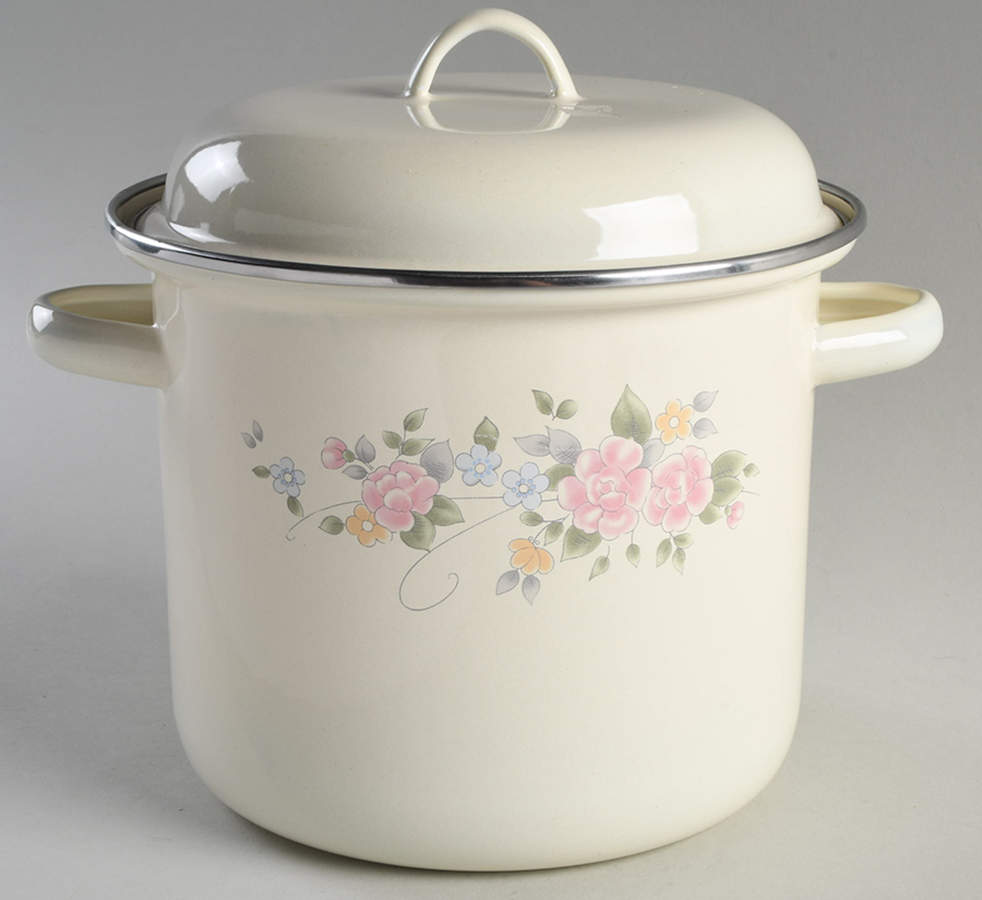 Tea Rose 3 Qt Metal Stockpot by Pfaltzgraff-1