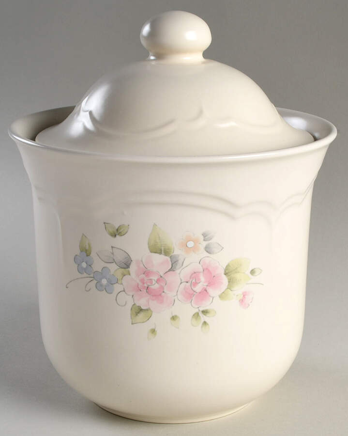 Tea Rose Large Canister & Quote Lid by Pfaltzgraff-1