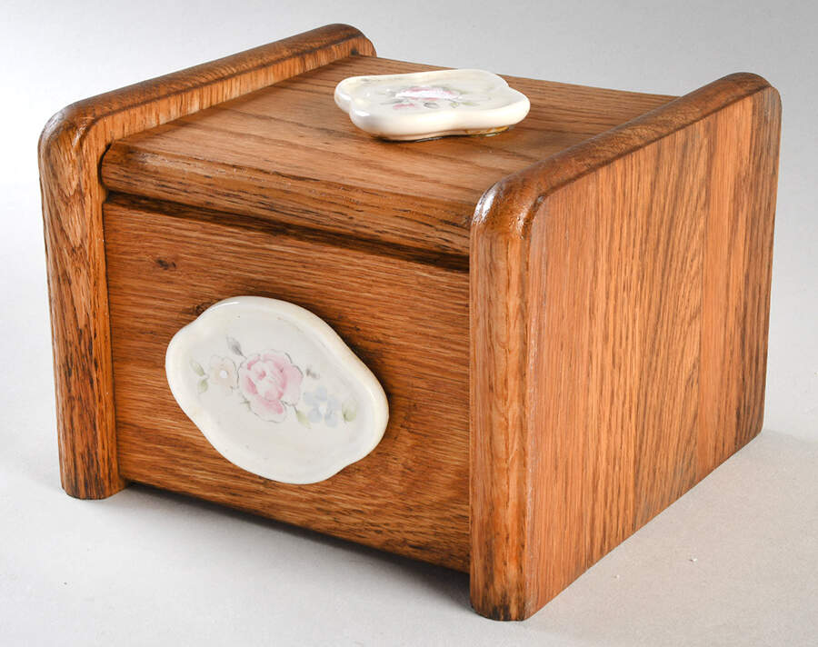 Tea Rose Wood Recipe Box with Hinged Lid by Pfaltzgraff-1
