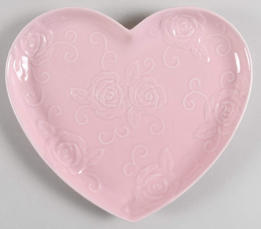 Tea Rose 9" Heart Plate by Pfaltzgraff-1