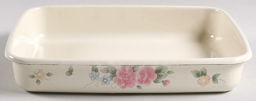 Tea Rose 10" Metal Rectangular Baker by Pfaltzgraff-1