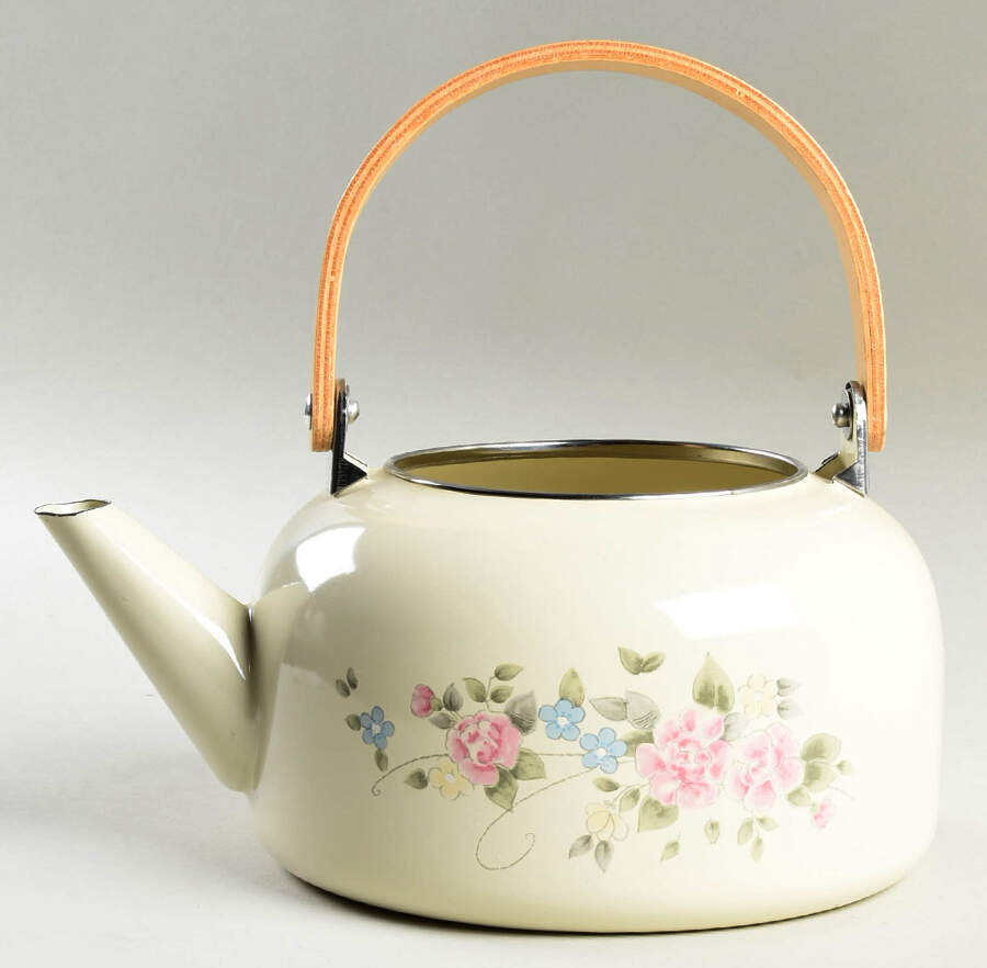 Tea Rose Metal Kettle No Lid by Pfaltzgraff-1