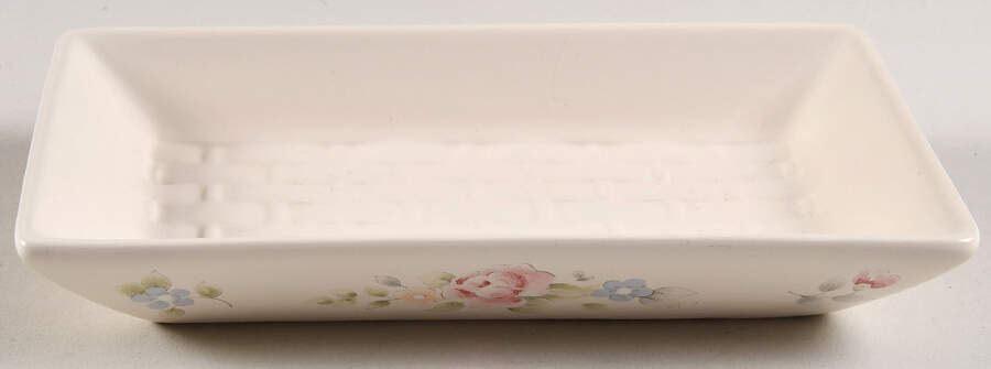 Tea Rose Ceramic Tray for Metal Bread/Basket Tray by Pfaltzgraff-1