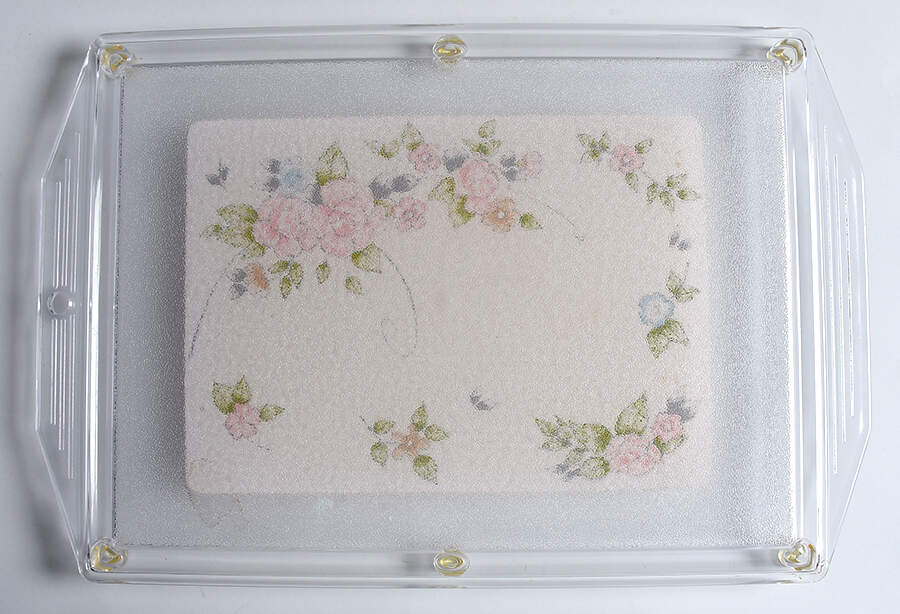 Tea Rose 18" Handled Acrylic Rectangular Tray by Pfaltzgraff-1