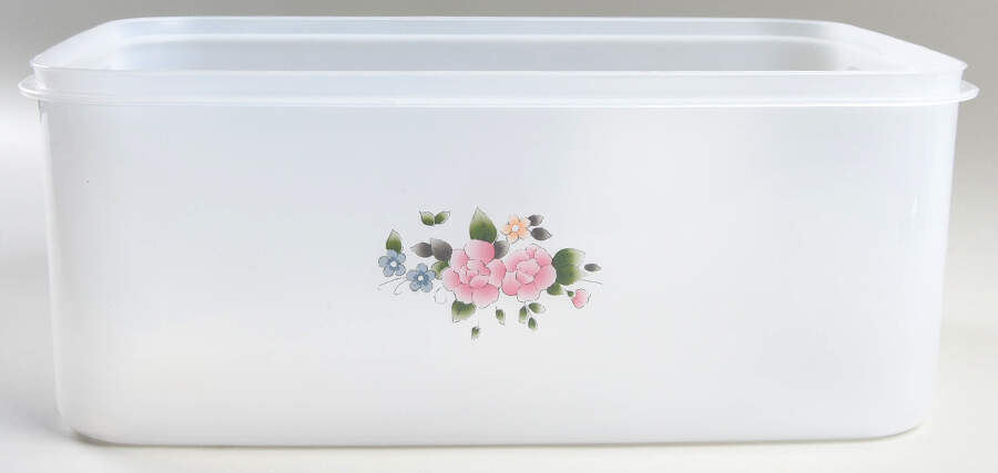 Tea Rose 14" Plastic Rectanuglar Storage Box W/No Lid by Pfaltzgraff-1