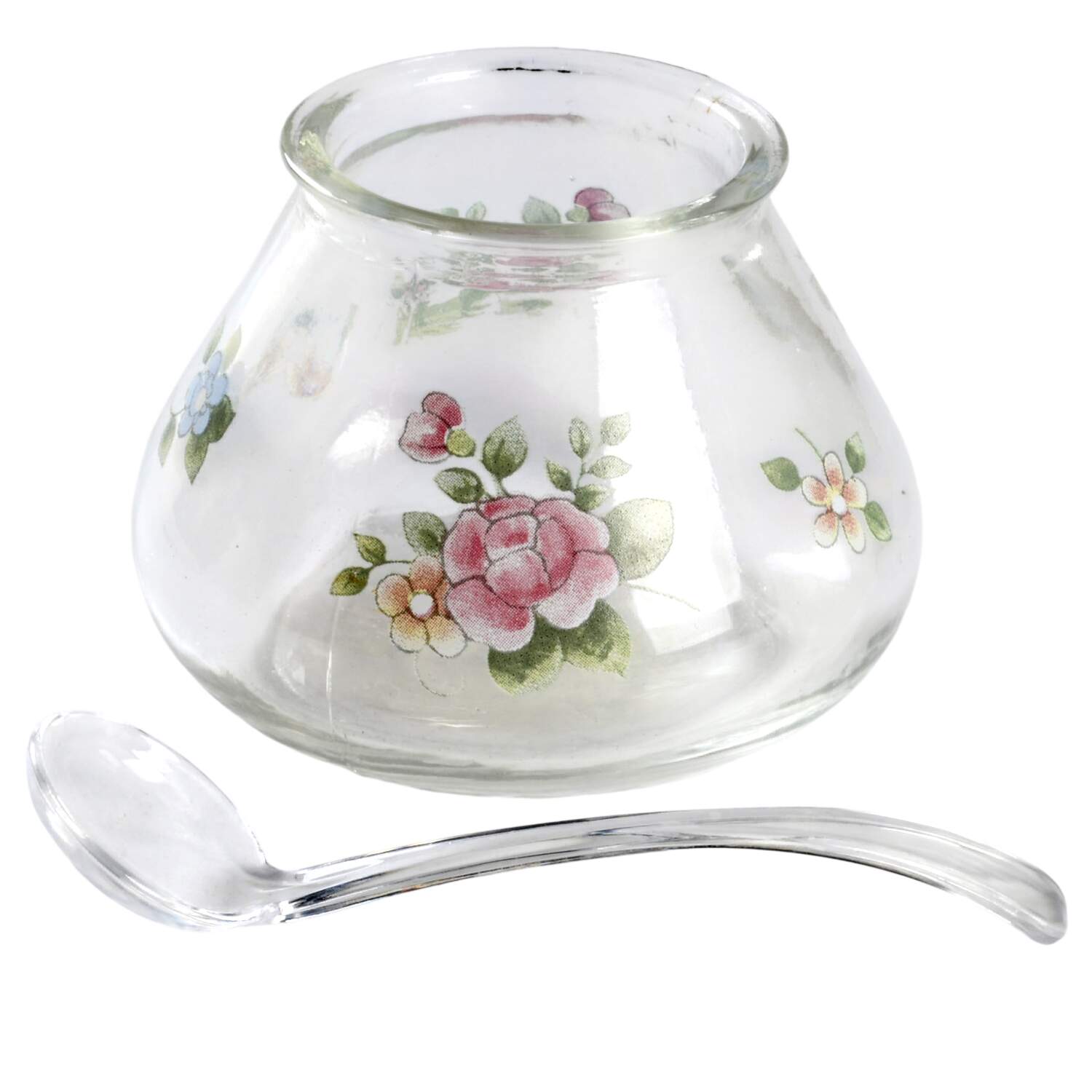 Tea Rose Glassware Sugar Bowl No Lid by Pfaltzgraff-1