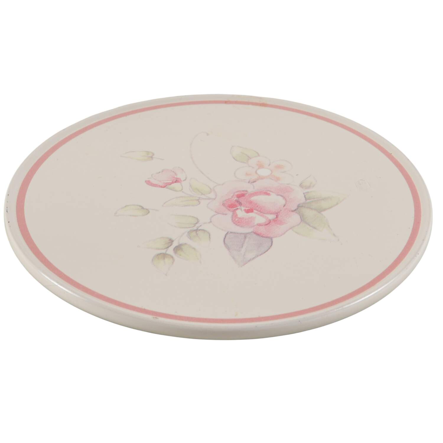 Tea Rose Coaster Plastic & Cork by Pfaltzgraff-1