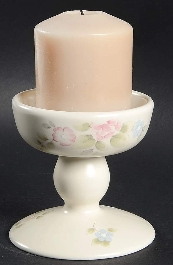 Tea Rose Pedestal Candlestick by Pfaltzgraff-1