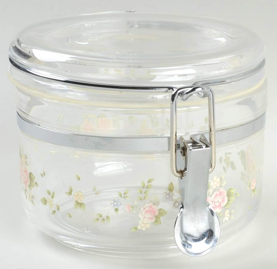 Tea Rose Small Acrylic Storage Jar with Hinged Lid by Pfaltzgraff-1