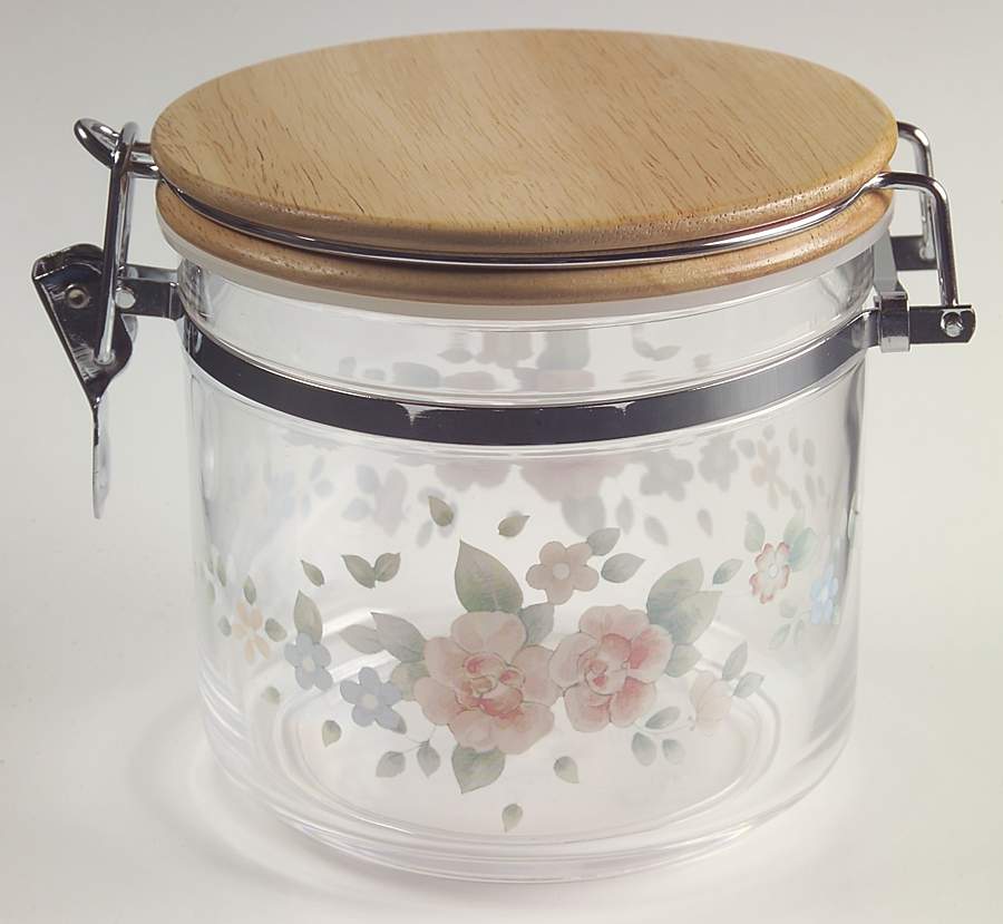 Tea Rose Small Acrylic Storage Jar with Hinged Lid by Pfaltzgraff-1