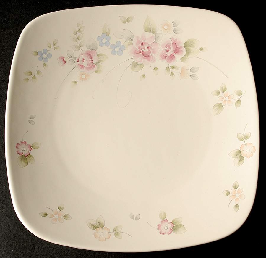 Tea Rose Square Dinner Plate by Pfaltzgraff-1
