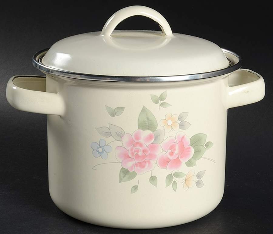 Tea Rose 1.5 Qt Metal Stockpot by Pfaltzgraff-1