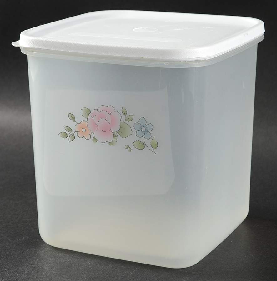 Tea Rose 6" Square Plastic Storage Box & Lid by Pfaltzgraff-1