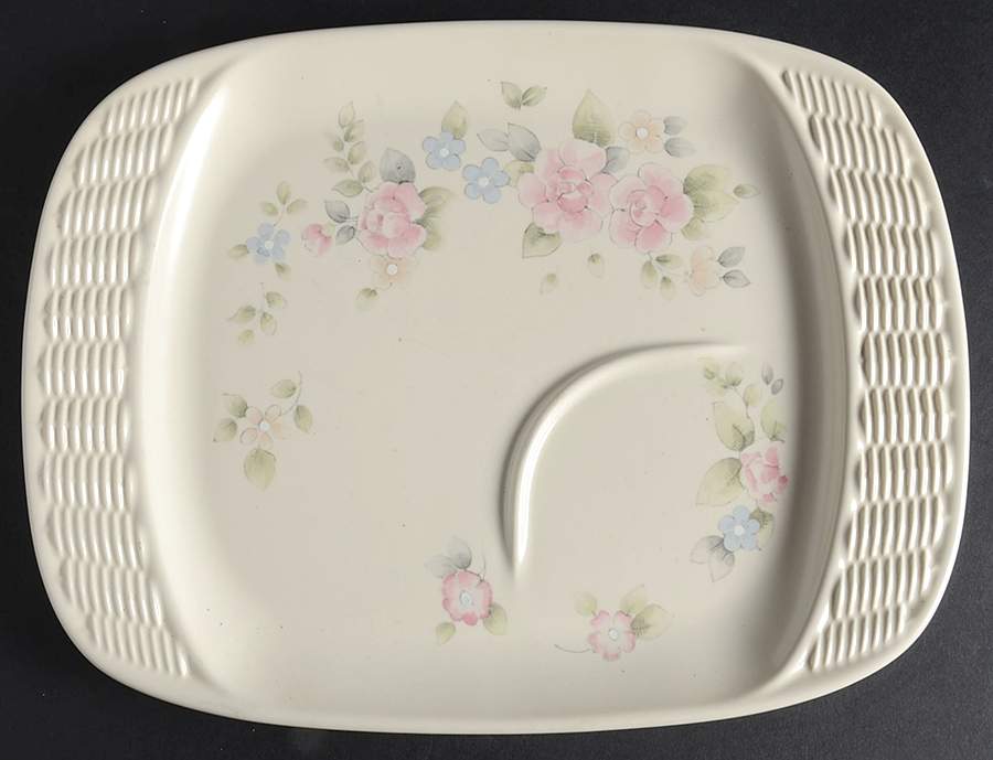 Tea Rose Rectangular Basketweave Snack Tray by Pfaltzgraff-1