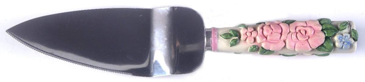 Tea Rose Pie & Cake Server with Stainless Blade by Pfaltzgraff-1