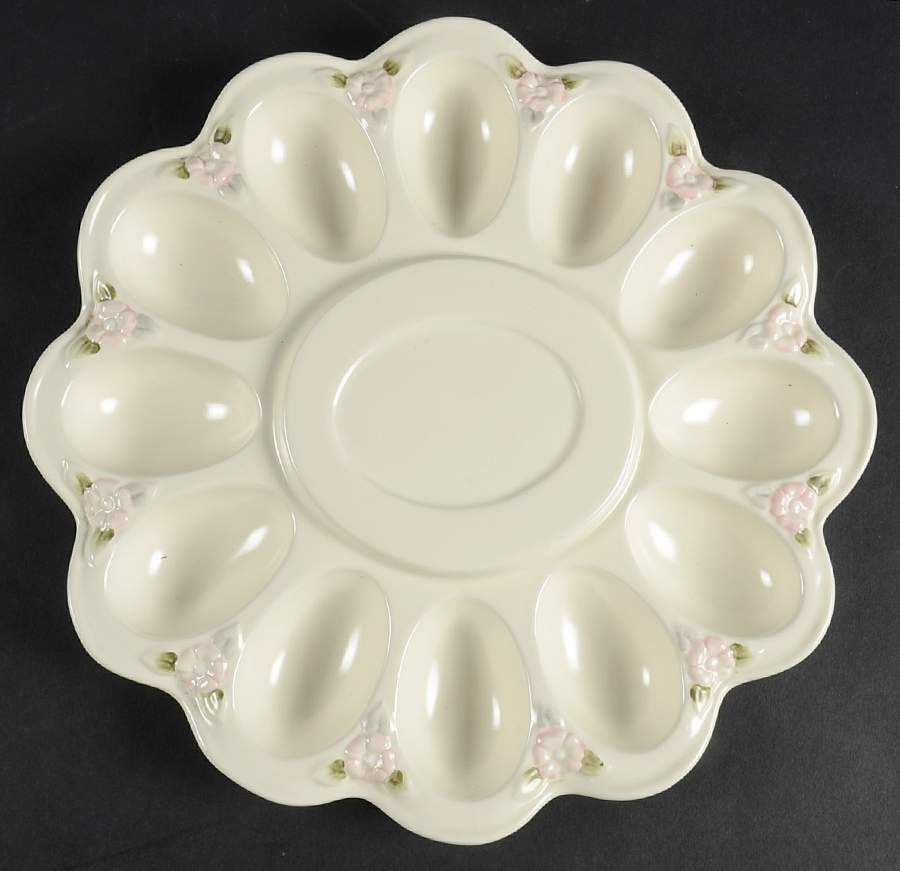 Tea Rose Sculpted Deviled Egg Plate by Pfaltzgraff-1