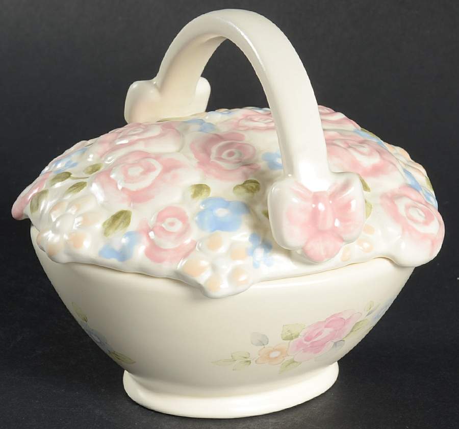Tea Rose Sculpted Deviled Egg Covered Bowl by Pfaltzgraff-1