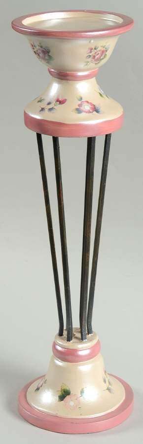 Tea Rose 14" Metal & Resin Candleholder by Pfaltzgraff-1