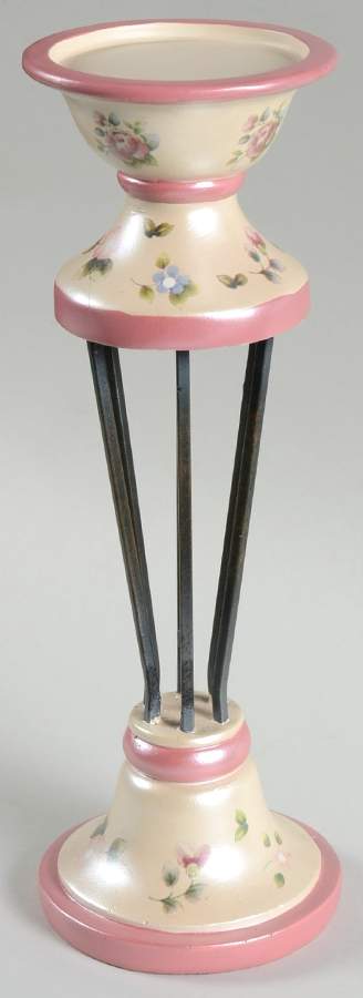 Tea Rose 12" Metal & Resin Candleholder by Pfaltzgraff-1