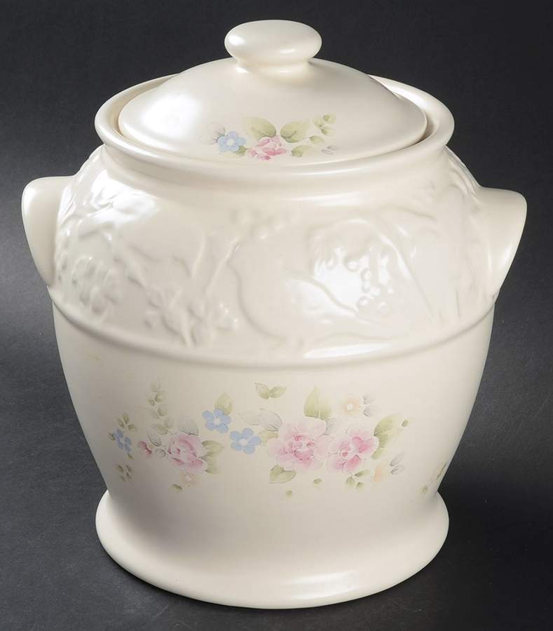 Tea Rose Bird Seed Crock & Lid by Pfaltzgraff-1