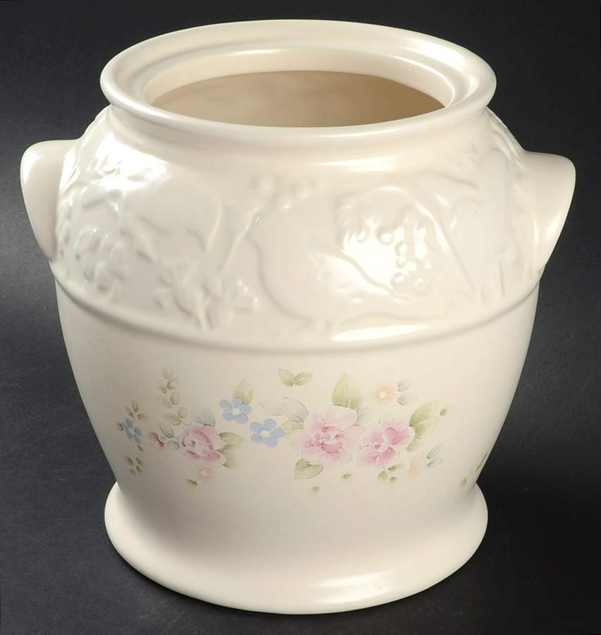 Tea Rose Bird Seed Crock No Lid by Pfaltzgraff-1