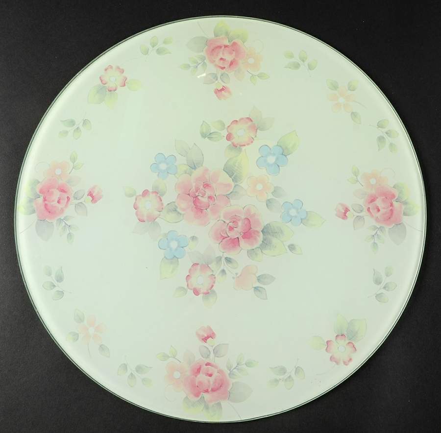 Tea Rose Tempered Glass for Round Metal Table by Pfaltzgraff-1