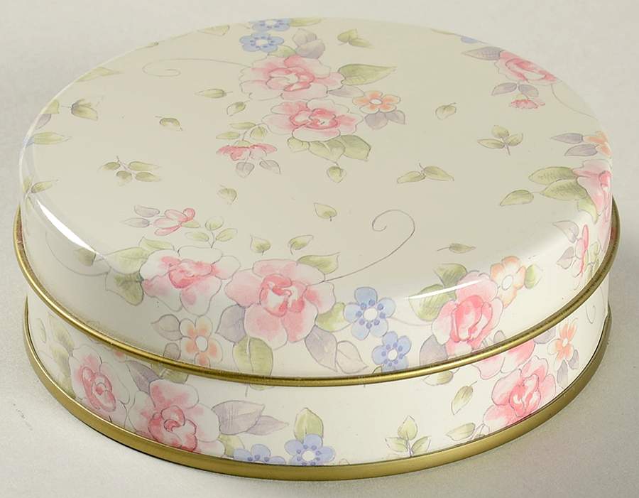 Tea Rose Round Metal Coaster Box & Lid by Pfaltzgraff-1
