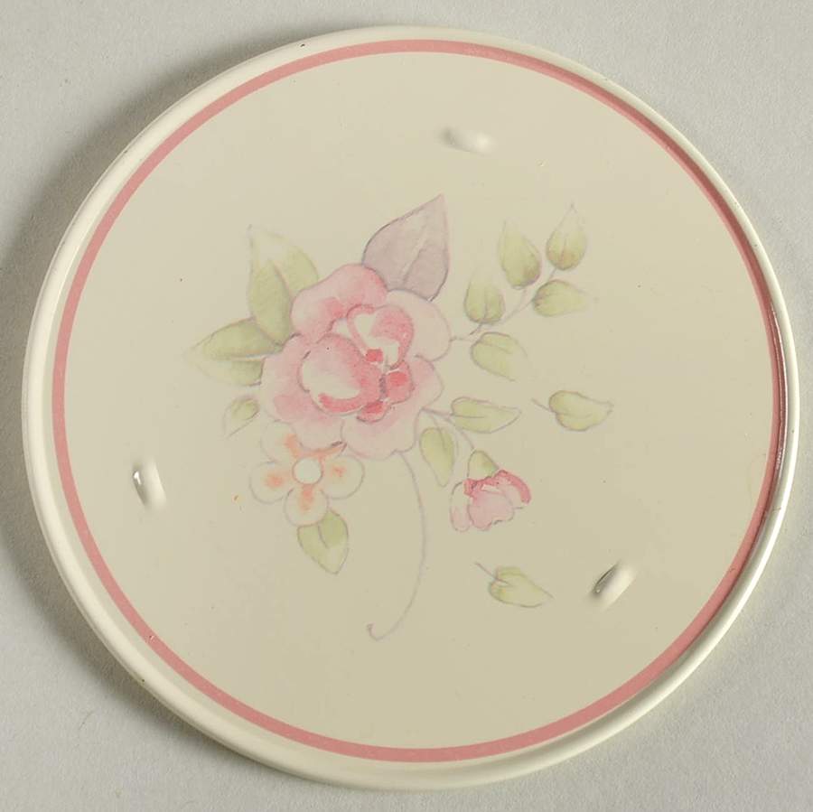 Tea Rose Metal Coaster with Cork Back by Pfaltzgraff-1