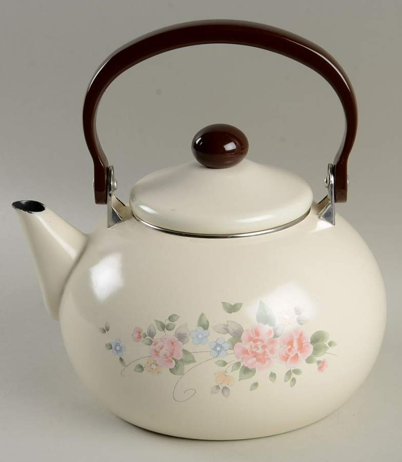 Tea Rose Metal Kettle & Lid by Pfaltzgraff-1