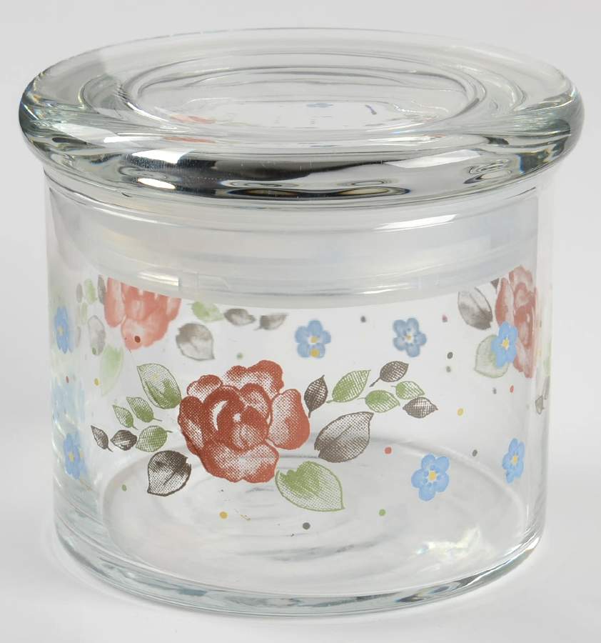 Tea Rose 3" Glassware Storage Jar & Lid by Pfaltzgraff-1