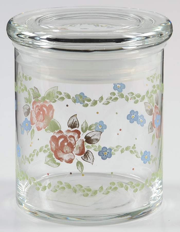 Tea Rose 4" Glassware Storage Jar & Lid by Pfaltzgraff-1
