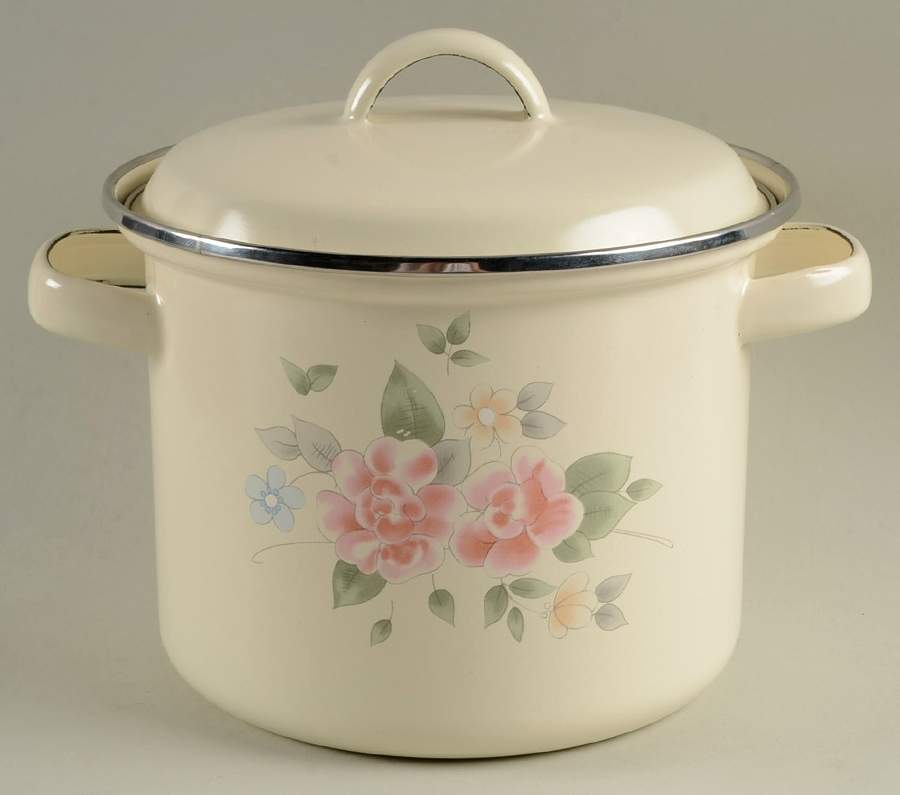 Tea Rose 2.5 Qt Metal Stockpot & LId by Pfaltzgraff-1