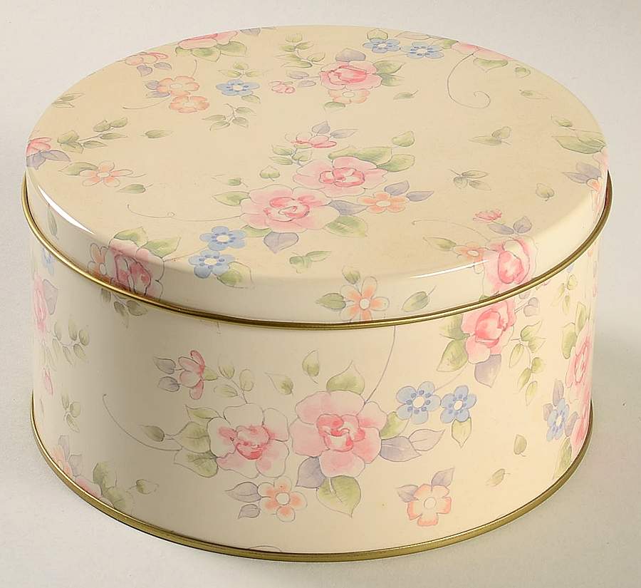 Tea Rose Small Round Storage Tin & Lid by Pfaltzgraff-1
