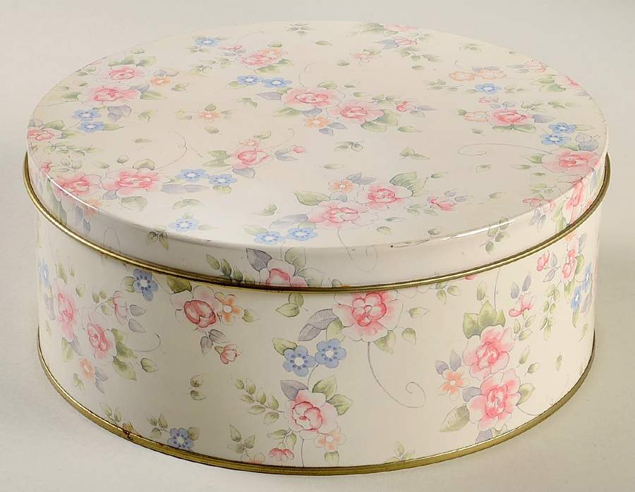 Tea Rose Round Storage Tin with Lid Large by Pfaltzgraff-1