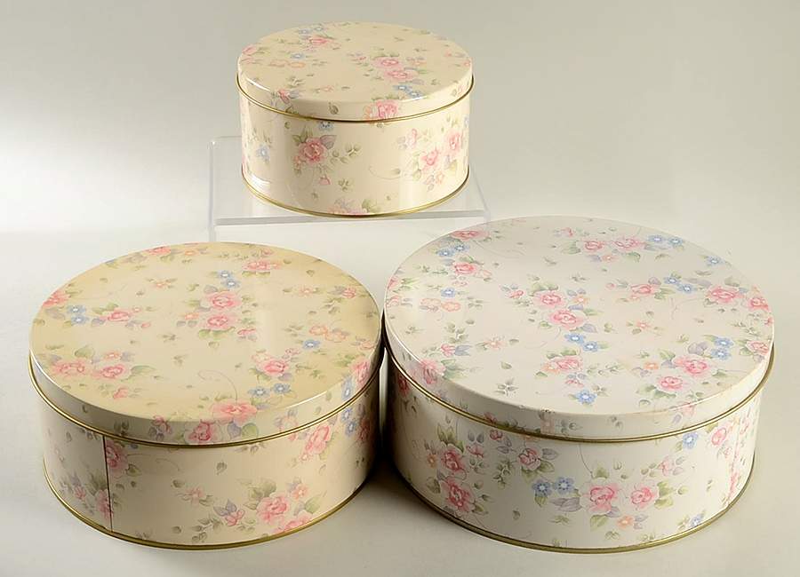 Tea Rose Round Storage Tin & Lid (Set of 3) by Pfaltzgraff-1