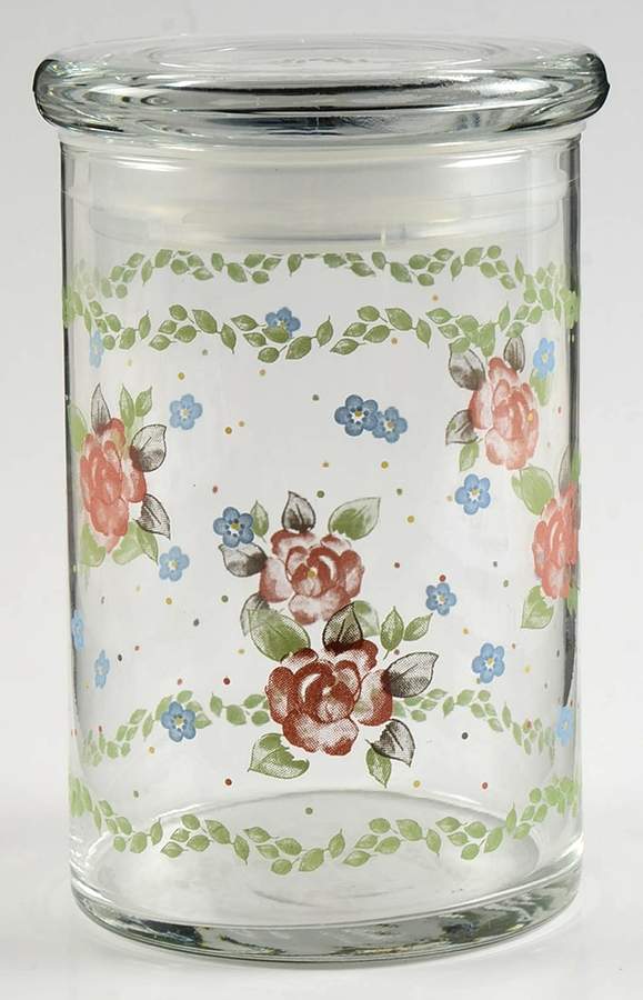 Tea Rose 5" Glassware Storage Jar & Lid by Pfaltzgraff-1