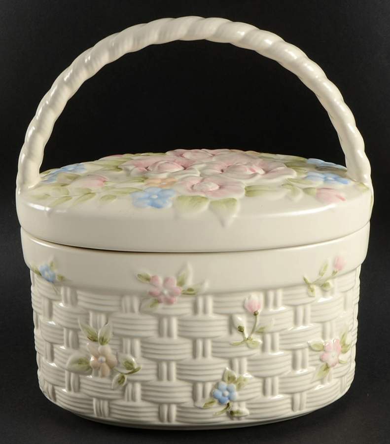 Tea Rose Sculpted Cookie Jar & Lid by Pfaltzgraff-1