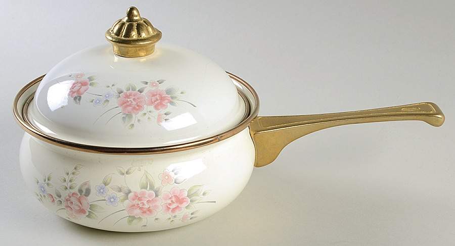 Tea Rose 1.5 Quart Metal Covered Saucepan by Pfaltzgraff-1