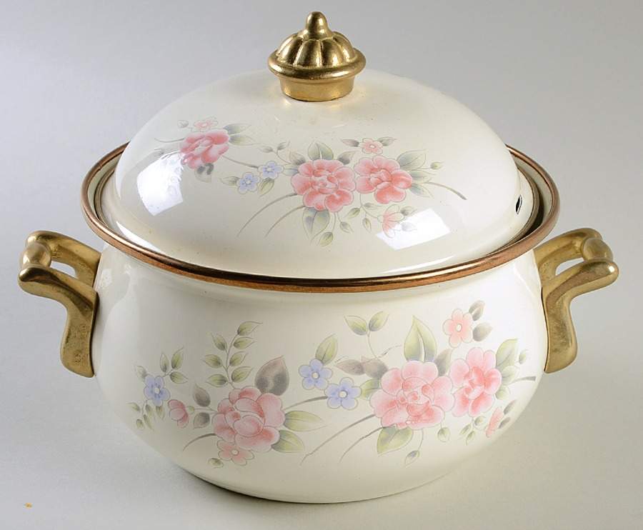 Tea Rose 2 Quart Metal Covered Casserole by Pfaltzgraff-1