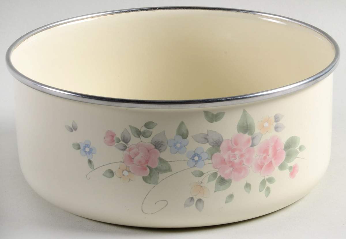 Tea Rose 7 3/8" Metal Bowl by Pfaltzgraff-1