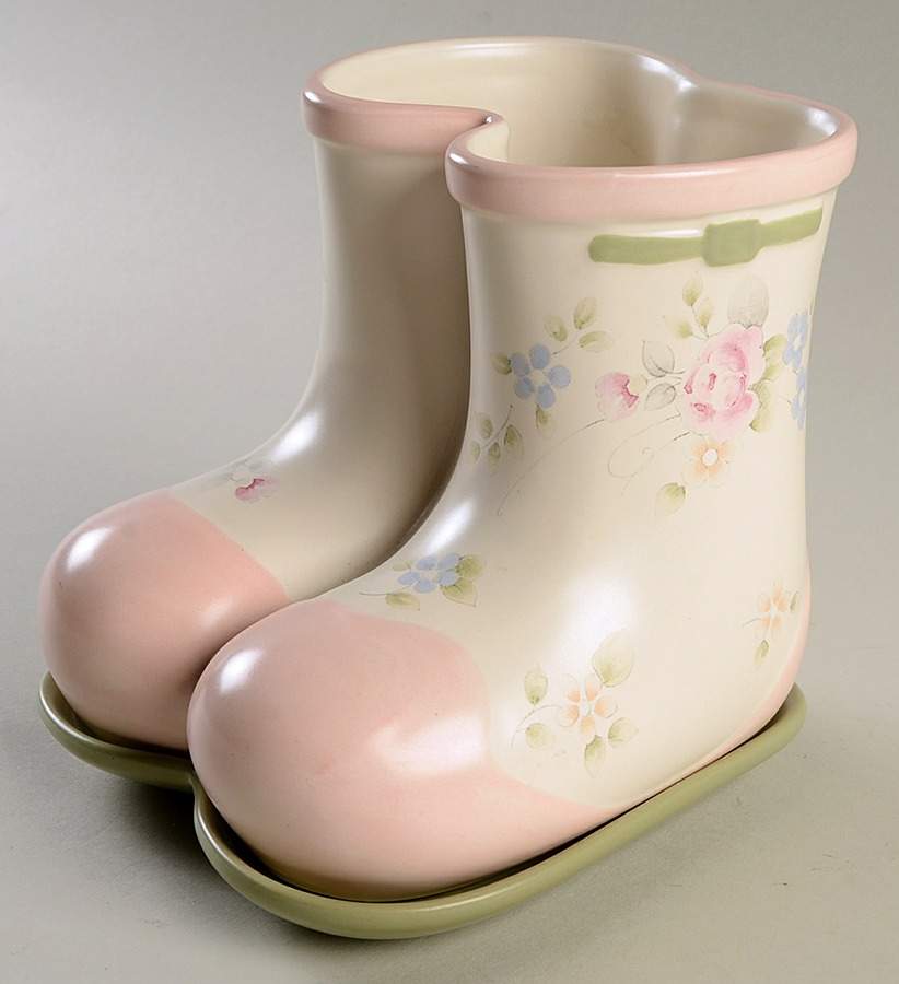 Tea Rose Boots Planter Underplate by Pfaltzgraff-1