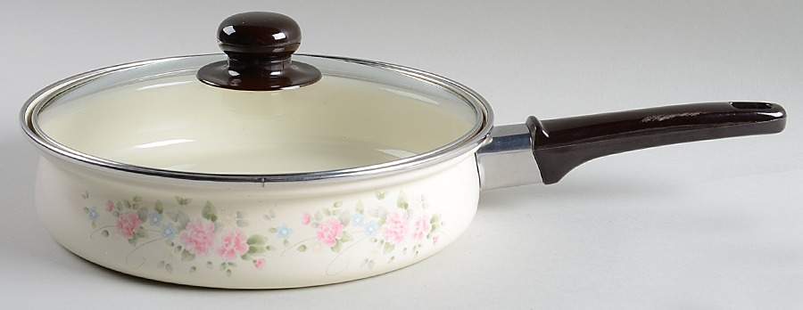 Tea Rose 9" Metal Skillet & Lid by Pfaltzgraff-1