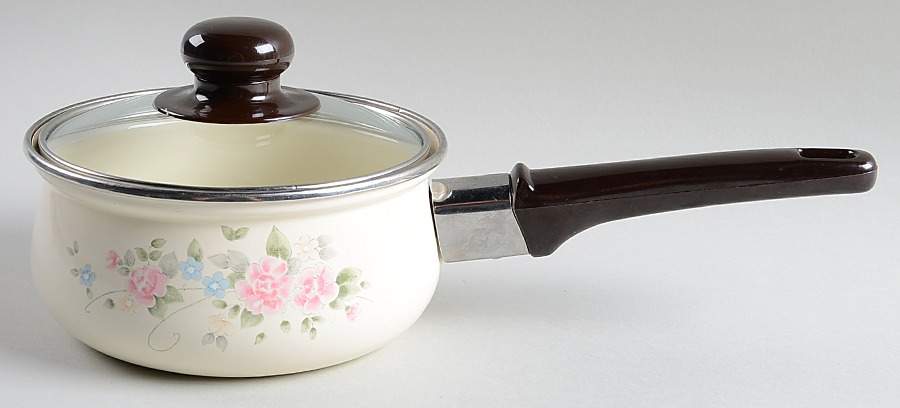 Tea Rose 1 Qt Metal Saucepan by Pfaltzgraff-1