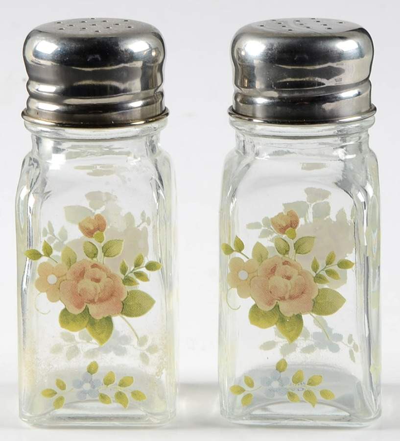 Tea Rose Glassware Salt and Pepper Set by Pfaltzgraff-1