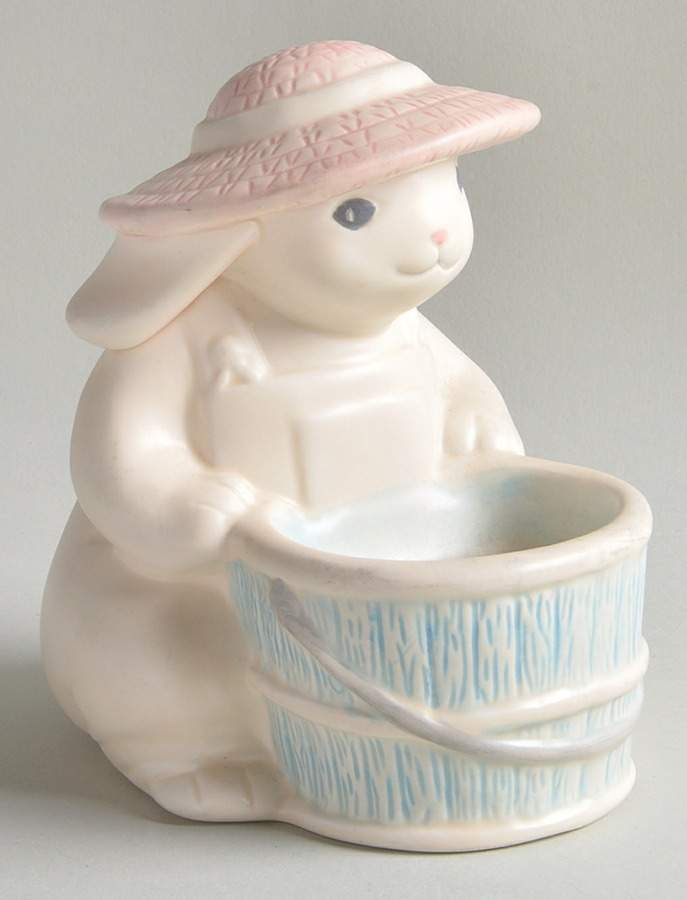 Tea Rose Bunny W/Bucket Candleholder by Pfaltzgraff-1